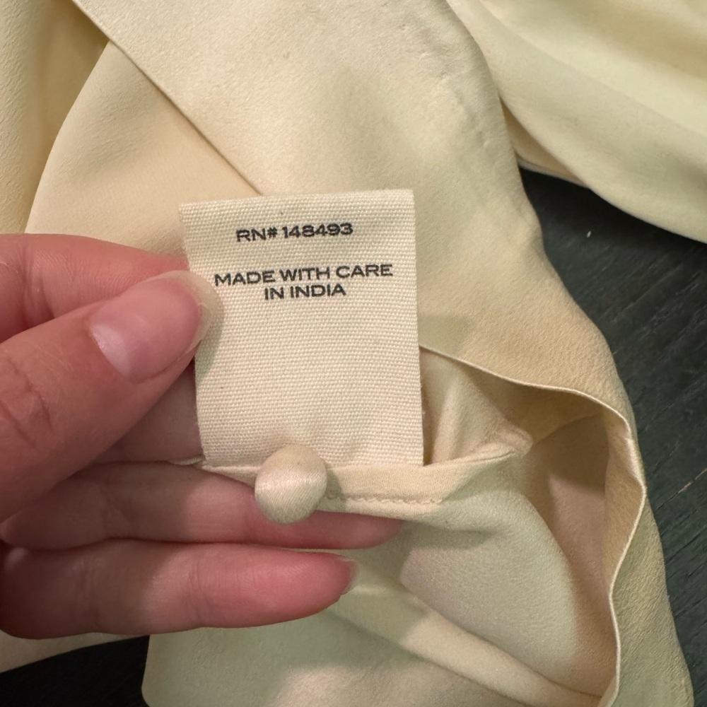 Doen Cream Ruffled Silk Button-Down Blouse - Picture 10 of 10